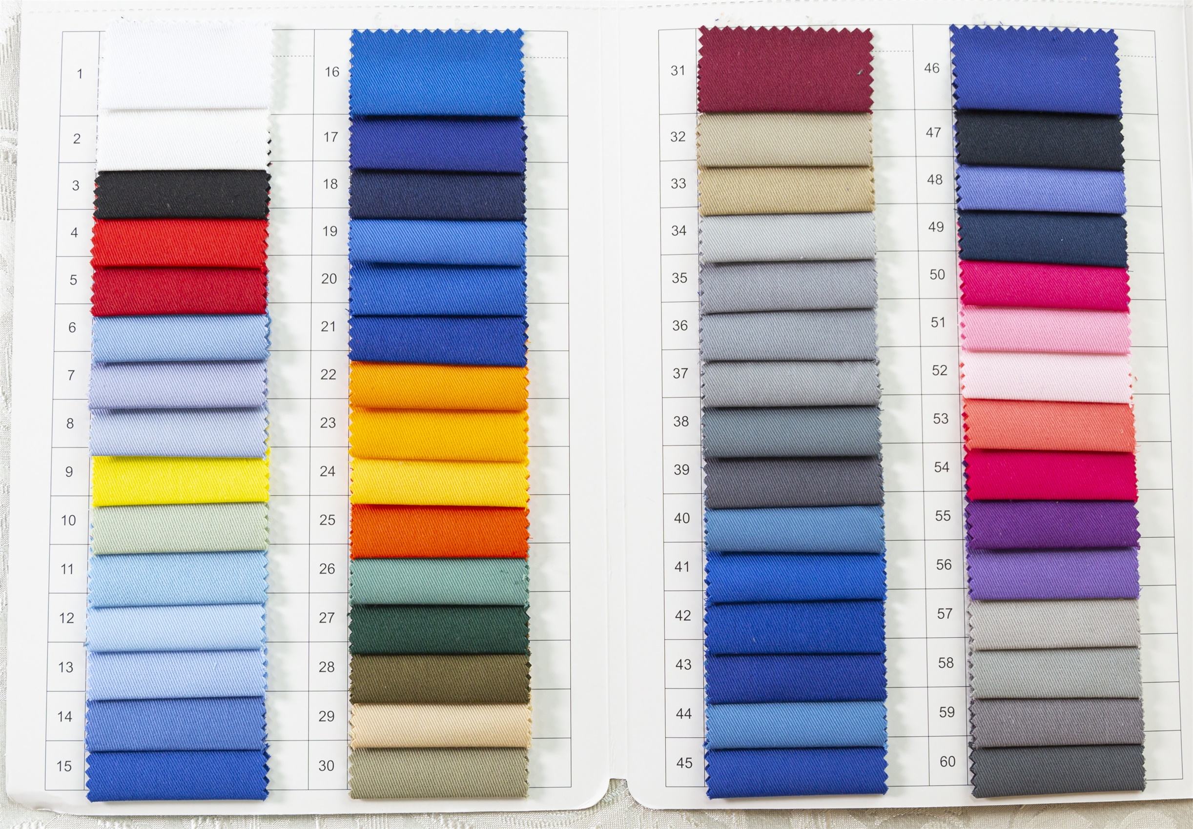 Polycotton color card