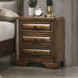 Transitional Style Nightstand 3 <b>Drawer</b> Brown Finish Bedroom Furniture - Product Image 5