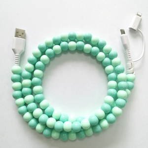 Cable de carga múltiple 2 en 1, hecho a mano, Perla colorida, cable de carga rápida, creativo, portátil, con cuentas, 1 M, Cable de datos, Cable USB C - Product Image 1