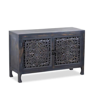 Decorative Hand Finished Wooden <b>Storage</b> Unit With Bold Carved Motifs And Strong Solid Wood Frame Designed - Product Image 2