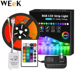 Tira de LED RGB 5M Cinta de luz LED 5050 SMD 5M DC 12V Diodo di lampara LED RGB impermeabile Cinta Controlador flessibile