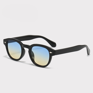 Lunettes de soleil unisexes rétro à monture ronde en PC, protection UV400, personnalisables, noires, vente en gros à prix réduit - Product Image 1