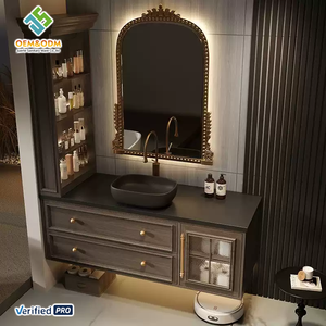 2025 OEM Juerte Vaidade Do Banheiro Do Quarto Moderno Set com Dressing Table Armário Espelho Torneira Da Pia-Madeira Maciç<span class=keywords><strong>a</strong></span> Montado Na Parede - Product Image 1