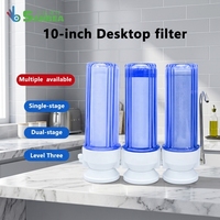 Filtre à eau de comptoir pour cuisine domestique, 10 pouces, boîtier transparent bleu, purificateur d'eau du robinet à un, deux ou trois étages