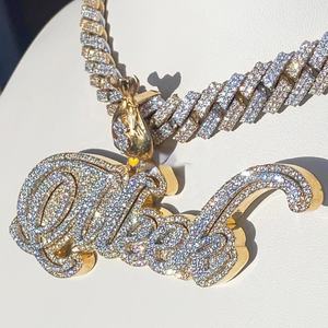 Tùy Chỉnh Tên Ban Đầu Mặt Dây Chuyền Với Đầy Đủ Iced out S925 Vvs D Moissanite Kim Cương Thư Chuỗi Vàng Mạ Biểu Tượng Quyến Rũ Cho Nam Giới Phụ Nữ - Product Image 2