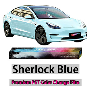Film vinyle automobile très vendu : <span class=keywords><strong>Sherlock</strong></span> Blue, orange, effet chromatique, brillant, transparent et vert mat en PET. - Product Image 1