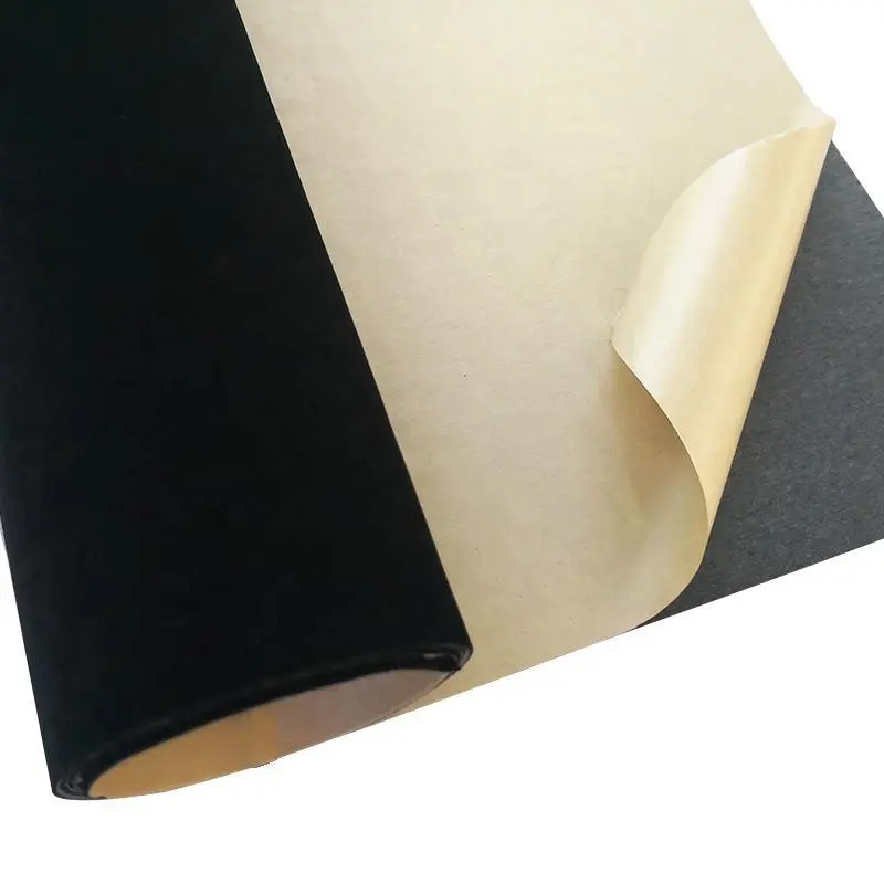 polyester tricot flock Self Adhesive Flock velvet fabric with back glue paper stickers for jewelry box car upholsteryy