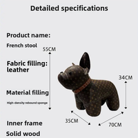 Pouf Chien Bouledogue Français, Siège Moderne au Design Mignon, Ottoman de Salon en Cuir de Haute Qualité, Cadeau de Déménagement, Éléphant pour Enfants