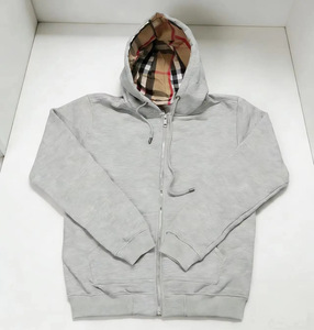 Sudadera con Capucha Premium 100% Algodón a Cuadros con Cierre y Logotipo Bordado Unisex Burbes Alta Calidad Venta al Por Mayor Gran Stock Listo para Enviar - Product Image 2