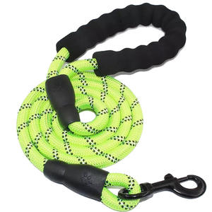 Niedriger Preis Personal isierte Leder Nylons chnur Outdoor Haustier Leine Leder Reflektierende gerollte Hund Haustier Leinen Hund Haustier Halsbänder - Product Image 2