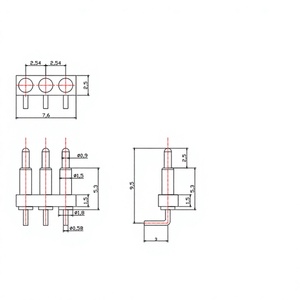 <strong>90</strong> <strong>Degree</strong> Spring Loaded Brass <strong>Pogo</strong> <strong>Pins</strong> <strong>Connector</strong> with Right Angle Gold Plated 3U 3A 12V - Product Image 2