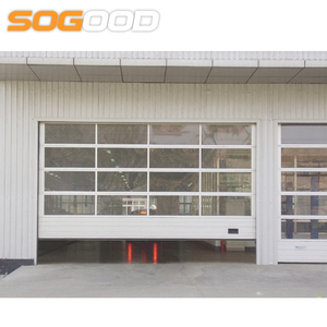 Porte <span class=keywords><strong>de</strong></span> <span class=keywords><strong>garage</strong></span> sectionnelle industrielle moderne en aluminium et acier double Realgres pour entrepôt nord-américain, pour <span class=keywords><strong>deux</strong></span> voitures et <span class=keywords><strong>portes</strong></span> piétonnes - Product Image 2