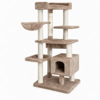 Arbre à chat multi-niveaux avec grandes zones de repos rembourrées, grotte en peluche couverte, maison en peluche, poteaux à gratter en jute et structure en polyester peluche