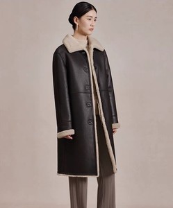 Trung Quốc Tùy Chỉnh Cộng Với Kích Thước Sang Trọng Đôi Ngực Chính Hãng Cừu Lông Có Thể Đảo Ngược Lót Áo Khoác Dài Bất Len Áo Khoác Phụ Nữ - Product Image 5