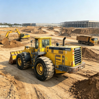 Gebrauchter Komatsu WA600 Vier-in-Eins-Planenschaufel- und Greifer-Radlader für die Materialhandhabung von gemischten Hofmaterialien