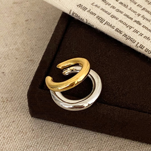 Pendientes de Clip en Forma de C de Dos Colores, Oro y Plata, Diseño de Nicho de Moda, para Mujer - Product Image 1