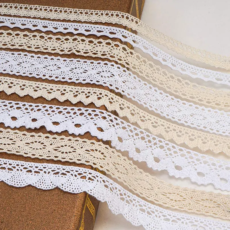 Cotton Lace Trim Vintage Lace Ribbon Crochet Cotton Lace Scalloped Edge for Bridal Wedding Decor DIY Craft Sewing Supplies