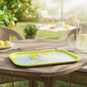 Kontensan EF164S1 285x400 mm <b>Large</b> <b>Rectangular</b> Summer Lemon Metal Tray Stainless Steel Serving Tray for Food <b>Mirror</b> - Product Image 3