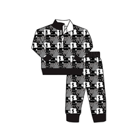 Ensemble sweat-shirt demi-zip OEM pour garçons, tenue 2 pièces patchwork pour enfants, pull à manches longues et pantalon de jogging, vêtements pour enfants en gros