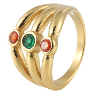 yunnique <b>Titanium</b> Steel Hollow Gemstone <b>Ring</b> Gold Bezel Setting Flower Shape Unisex Jewelry Gift 210109 - Product Image 5