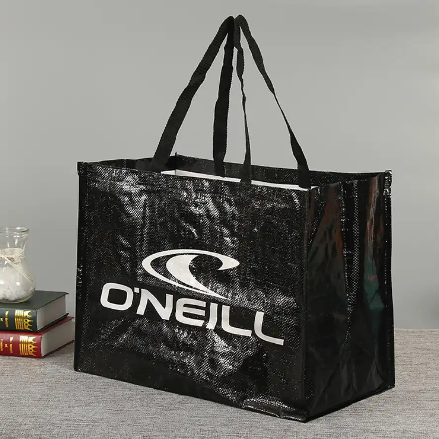 Индивидуальная рекламная перерабатываемая полипропиленовая Ламинированная Сумка-тоут для покупок, сумка для шоппинга, перерабатываемая полипропиленовая тканая ламинированная сумка для покупок