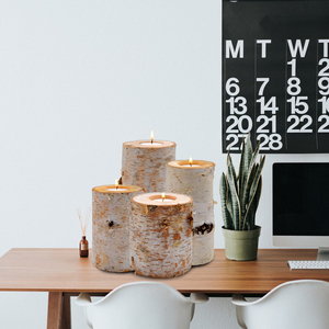 Wholesale Decoration Home Party Used <strong>Tealight</strong> Natural Birch Wood Candle <strong>Holders</strong> - Product Image 6