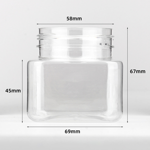 Tarro de pastel de plástico cuadrado <span class=keywords><strong>PET</strong></span> transparente respetuoso con el medio ambiente personalizado con tapa 6 oz al por mayor de caramelo pequeñas botellas vacías sin BPA 180ml - Product Image 6