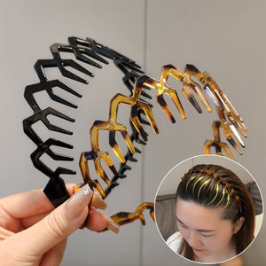 Serre-tête zigzag pour femmes et hommes, accessoires de coiffure, sport, maquillage, lavage du visage, simple, en plastique, antidérapant, avec dents ondulées - Product Image 1