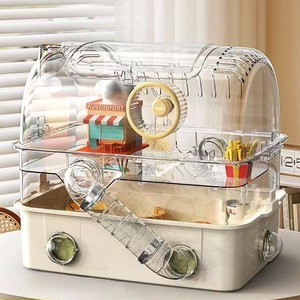 Cage à <span class=keywords><strong>hamster</strong></span> de luxe extra-large à plusieurs niveaux, en plastique, panoramique, transparente, pour hamsters syriens - Product Image 3