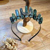 Diadema de Cristal Natural Hecha a Mano, Serie Negra, Accesorio Moderno para Mujer, Estilo Europeo Americano, para Sesiones de Fotos