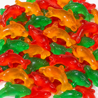 Bonbons Gélifiés Translucides en Forme de Dauphin, Assortiment de Fruits Acidulés, Halal, Vente en Gros, Fabricant et Fournisseur, Étiquette Privée Personnalisée
