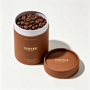 Recycled Kraft Paper Tube <b>Clear</b> PVC Cylinder Aluminum Foil Lined Food Coffee Bean Gift Packaging <b>Box</b> - Product Image 1