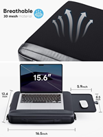 Nouveau sac pour ordinateur portable multifonction 2 en 1, plateau pour ordinateur portable, bureau, tapis de souris rétractable, surface en cuir ergonomique, convient aux ordinateurs portables de 15,6 pouces