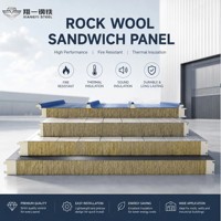 Panneau sandwich en laine de roche à bords scellés en PU, panneau isolant en laine de roche anti-pont thermique pour mur de bâtiment en acier, chambre froide, salle blanche