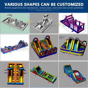 Carrera de obstáculos inflable de PVC blanco comercial para niños y adultos obstáculos para deportes al aire libre con tobogán incluye soplador - Product Image 2