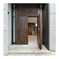 Porte d'entrée extérieure en aluminium de style minimaliste et luxueux à double ouverture pour maison et hôtel