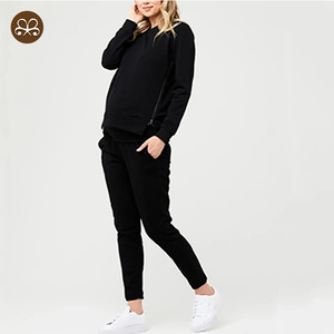 <span class=keywords><strong>Inverno</strong></span> maternità allattamento cerniera invisibile felpa morbida in pile donna nero pianura allattamento al seno maglione - Product Image 4