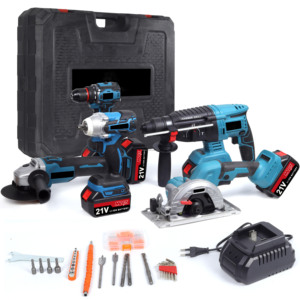 Juego de 5 Herramientas Eléctricas Multifuncionales Inalámbricas, Juego de Herramientas Eléctricas 5 en 1, Amoladora Angular, Martillo, Llave Inglesa, Taladro, Sierra Circular - Product Image 2