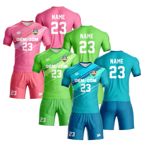 Unisex Neck Soccer Trikots Kunden spezifisches Design Name Druck Polyester Baumwolle Set Training Erwachsene Teams OEM Service verfügbar - Product Image 1