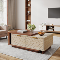 Tribesigns Mesa de Centro Moderna de Madera Extensible, Mesa de Cóctel con 2 Cajones de Almacenamiento