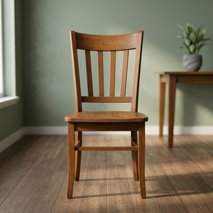 Chaise de salle à manger classique en teck avec dossier à lattes courbées - Product Image 3