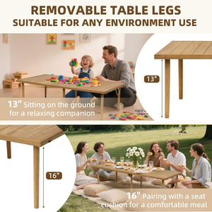 Table de pique-nique en pin portable de style boho pour la plage en plein air, barbecue, camping-décoration intérieure, table de pique-nique printanière en plein air, <span class=keywords><strong>idée</strong></span> cadeau - Product Image 3