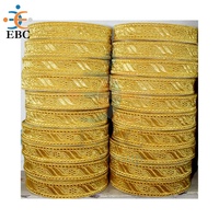 Dentelle Jacquard Dorée en Mylar Écologique Tissée, Bordures Décoratives Religieuses Dorées pour Uniformes et Vêtements, Dentelle Française Faite à la Main de Haute Qualité