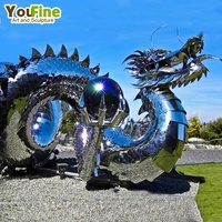 Sculpture de dragon extérieur en acier inoxydable de grande taille d'art public extérieur