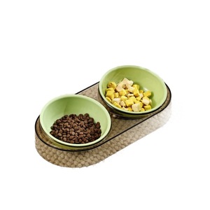 Bol transparent pour chat avec rebord incliné, design double bol pour protéger le cou du chat et éviter que le bol ne s'incline ; bol pour chien - Product Image 5