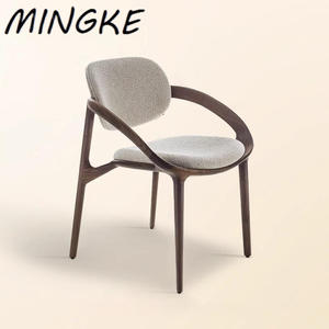 Ensemble de chaises de salle à manger modernes nordiques, durables, en bois français, revêtement en lin écologique pour salle à manger, bureau à domicile, hôtel - Product Image 1