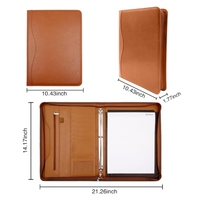 Carpeta de cuero vegano de 3 anillos, organizador de carpetas, Compendio ejecutivo A4, maletín con cremallera y funda para documentos