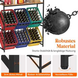 Best-selling Kitchen Adjustable Foot Metal Three Layer Modern Design Beverage <strong>Crate</strong> Shelf Fruit Storage Rack - Product Image 2