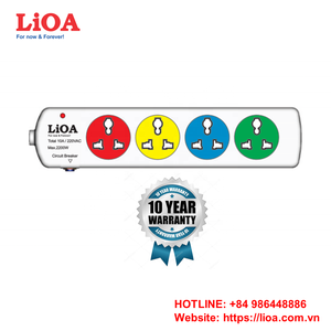 Prise d'extension universelle à 4 prises LiOA nouvelle génération 2200W/10A CB protégée 4DN5.2.10 Compatible avec les normes US EU UK - Product Image 2