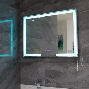Espelho de banheiro inteligente iluminado de parede, com luz, espelho inteligente para hotel